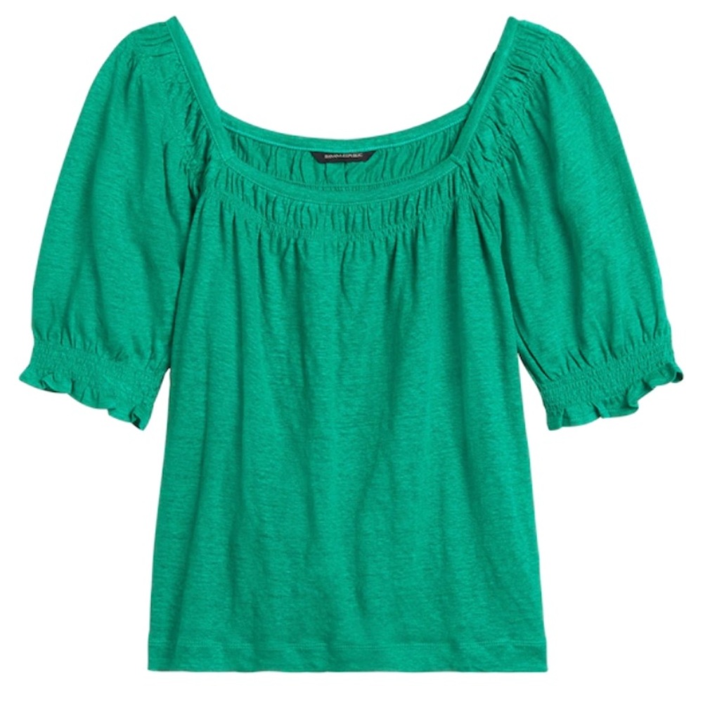 Banana Republic linen puff sleeve top